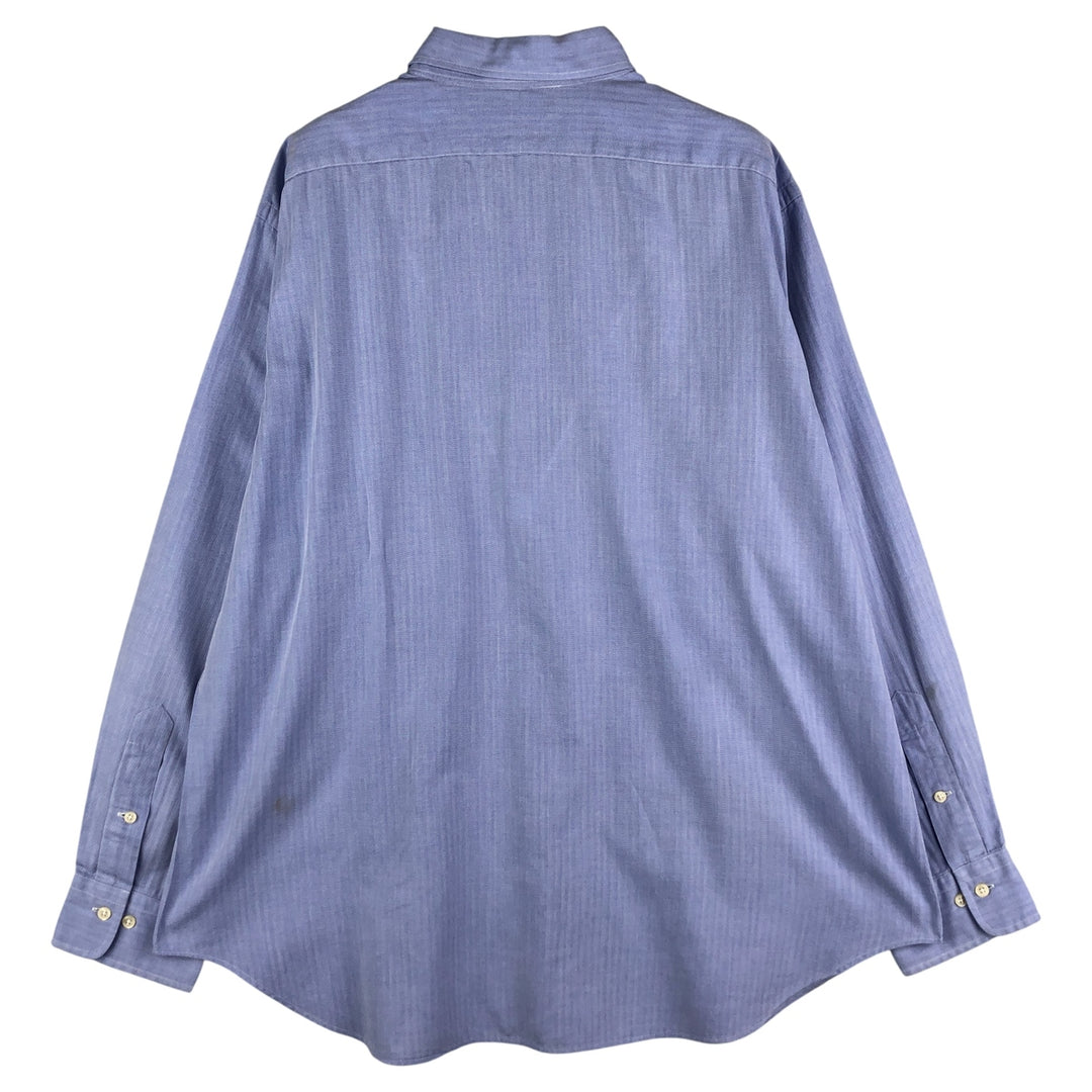 Ralph Lauren POLO by Ralph Lauren WARWICK herringbone long-sleeved cotton shirt, men's size XL cotton Blue type light blue Vintage Second Hand