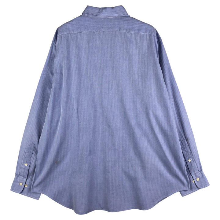 Ralph Lauren POLO by Ralph Lauren WARWICK herringbone long-sleeved cotton shirt, men's size XL cotton Blue type light blue Vintage Second Hand