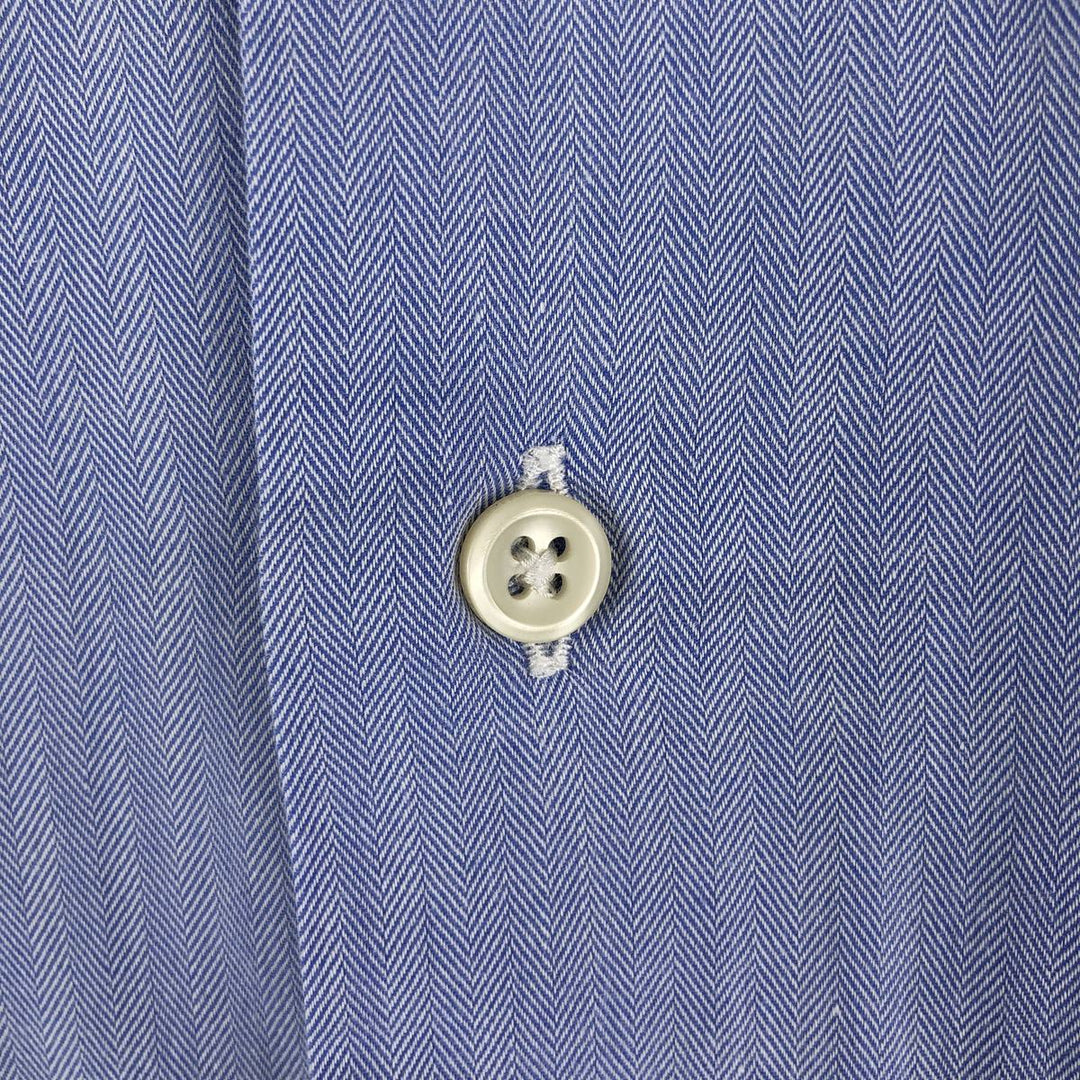 Ralph Lauren POLO by Ralph Lauren WARWICK herringbone long-sleeved cotton shirt, men's size XL cotton Blue type light blue Vintage Second Hand