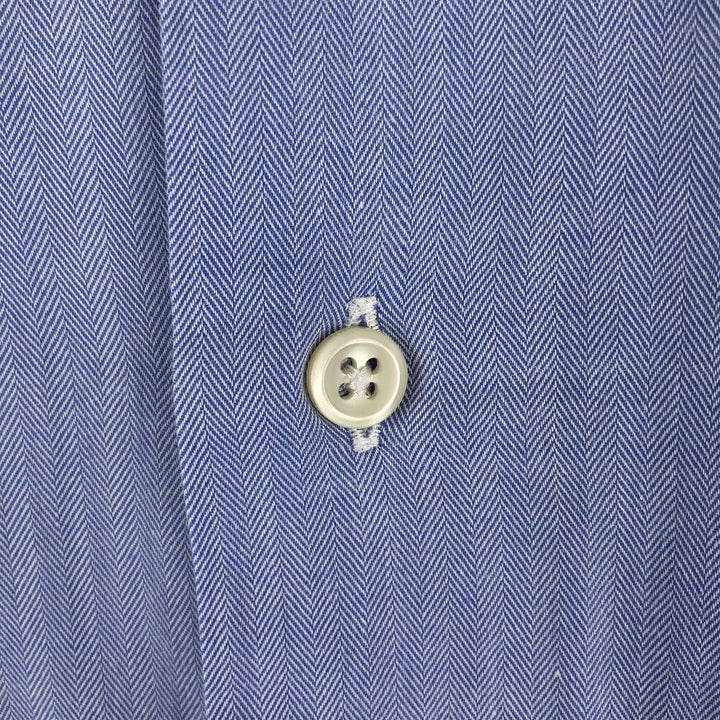 Ralph Lauren POLO by Ralph Lauren WARWICK herringbone long-sleeved cotton shirt, men's size XL cotton Blue type light blue Vintage Second Hand