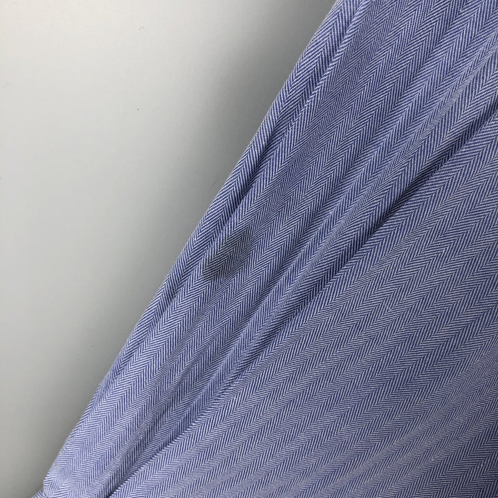 Ralph Lauren POLO by Ralph Lauren WARWICK herringbone long-sleeved cotton shirt, men's size XL cotton Blue type light blue Vintage Second Hand