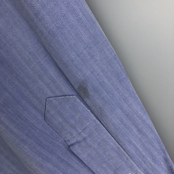 Ralph Lauren POLO by Ralph Lauren WARWICK herringbone long-sleeved cotton shirt, men's size XL cotton Blue type light blue Vintage Second Hand