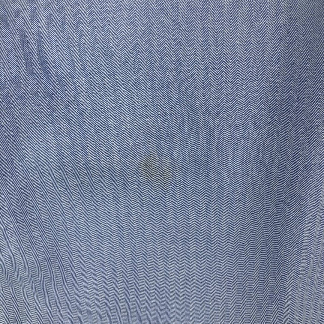 Ralph Lauren POLO by Ralph Lauren WARWICK herringbone long-sleeved cotton shirt, men's size XL cotton Blue type light blue Vintage Second Hand