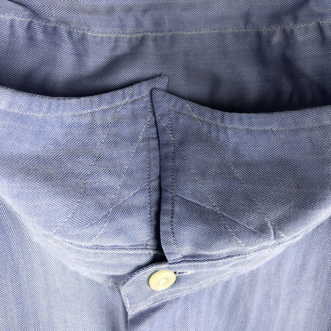 Ralph Lauren POLO by Ralph Lauren WARWICK herringbone long-sleeved cotton shirt, men's size XL cotton Blue type light blue Vintage Second Hand