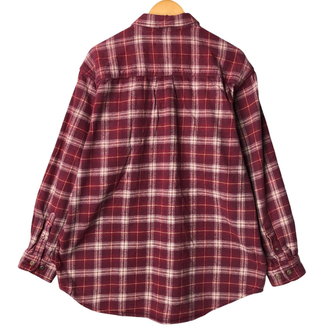 FIELD AND STREAM Long Sleeve Flannel Check Shirt, Men's Size L cotton red type reddish brown Vintage Second Hand