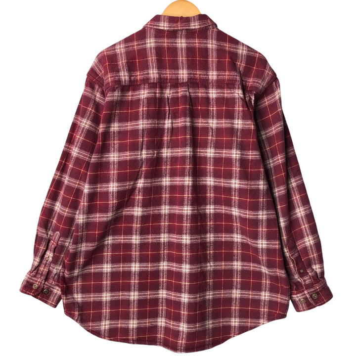 FIELD AND STREAM Long Sleeve Flannel Check Shirt, Men's Size L cotton red type reddish brown Vintage Second Hand