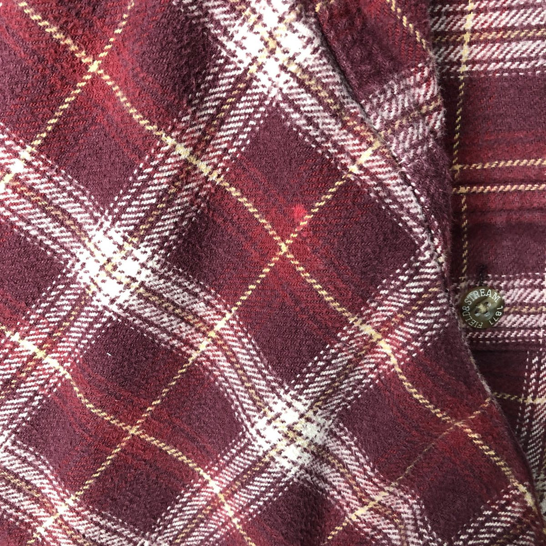 FIELD AND STREAM Long Sleeve Flannel Check Shirt, Men's Size L cotton red type reddish brown Vintage Second Hand
