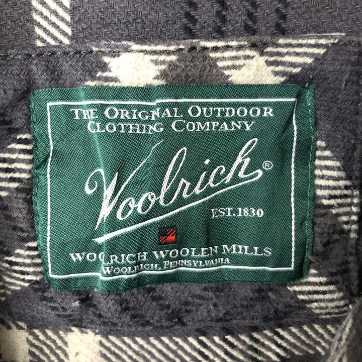 WOOLRICH Long Sleeve Flannel Check Shirt, Men's Size XL cotton gray type Vintage Second Hand