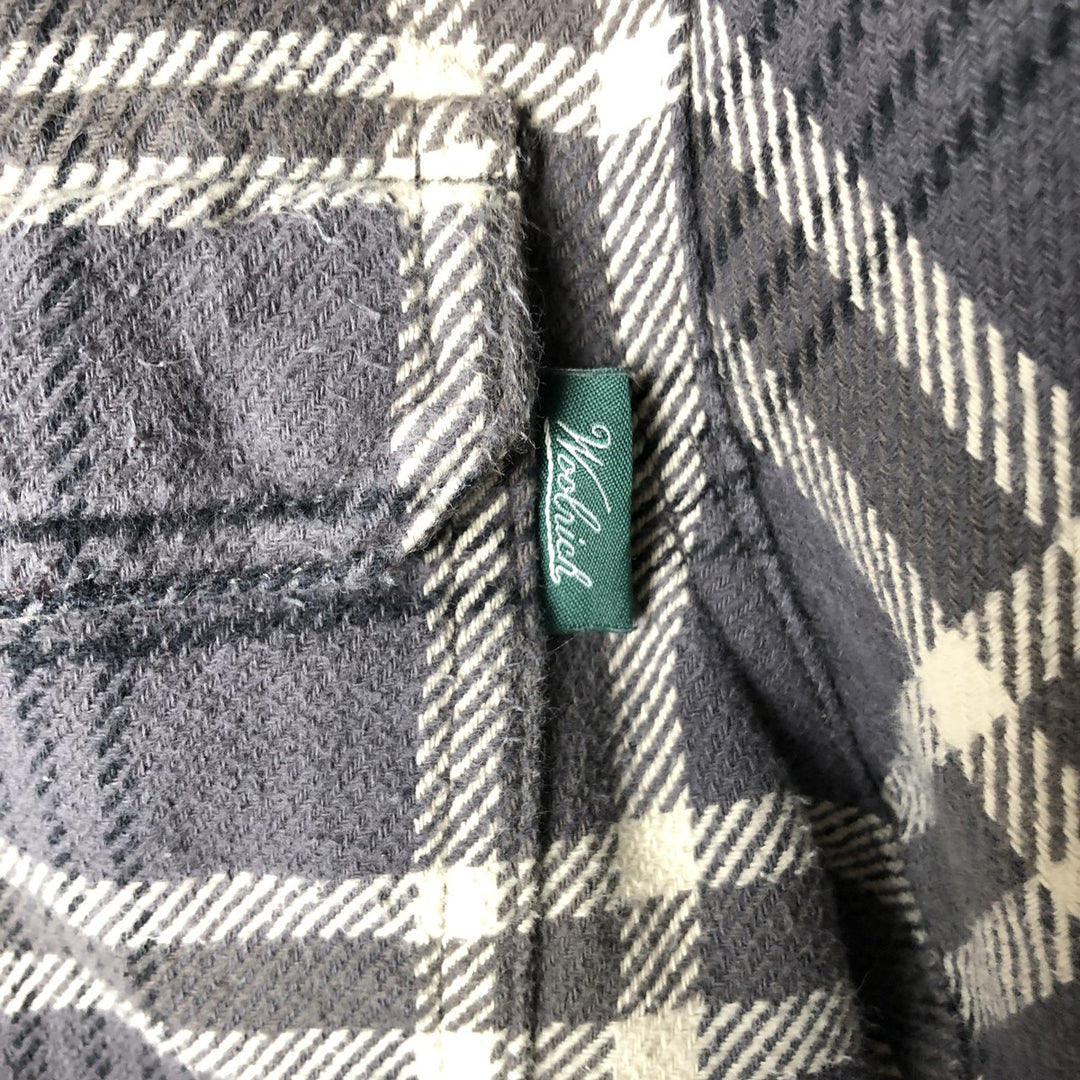 WOOLRICH Long Sleeve Flannel Check Shirt, Men's Size XL cotton gray type Vintage Second Hand
