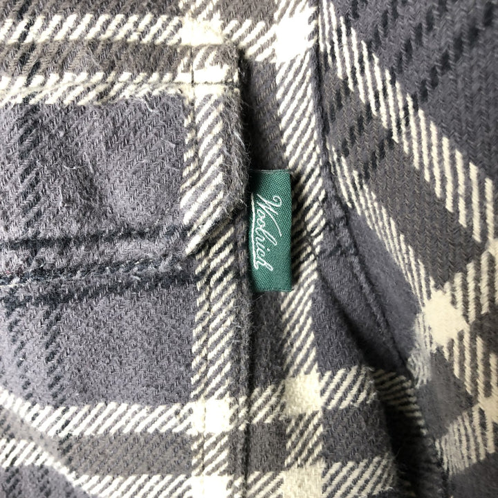 WOOLRICH Long Sleeve Flannel Check Shirt, Men's Size XL cotton gray type Vintage Second Hand