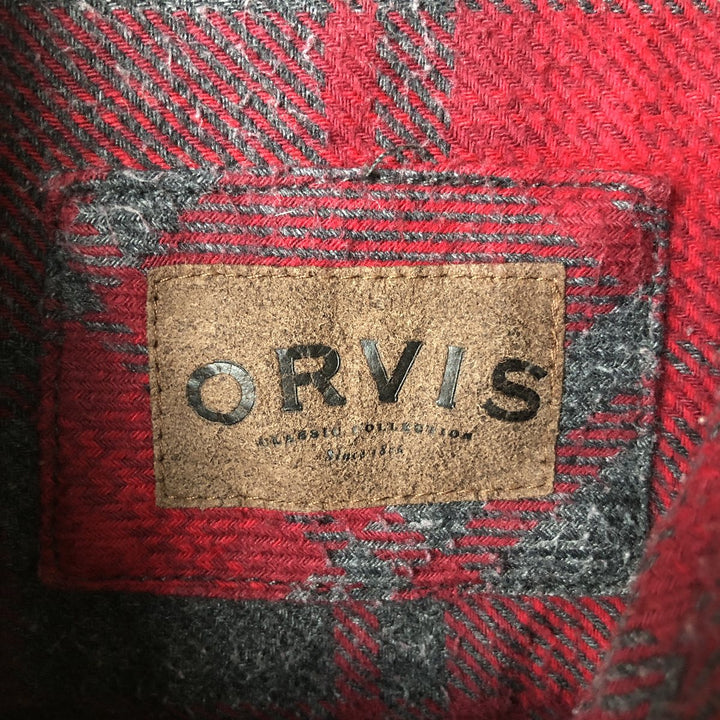 ORVIS Long Sleeve Flannel Check Shirt, Men's Size L cotton red type Vintage Second Hand