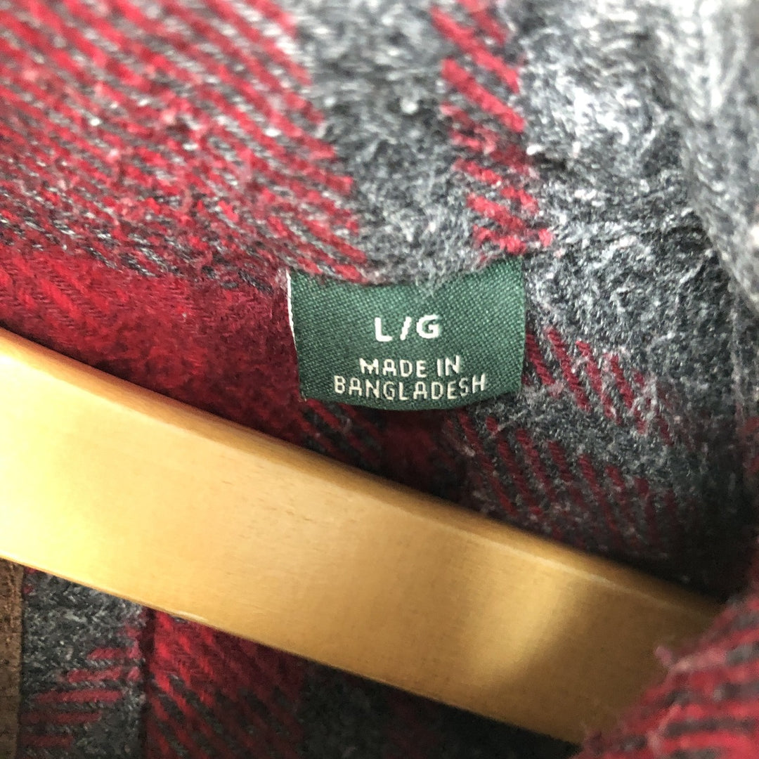 ORVIS Long Sleeve Flannel Check Shirt, Men's Size L cotton red type Vintage Second Hand