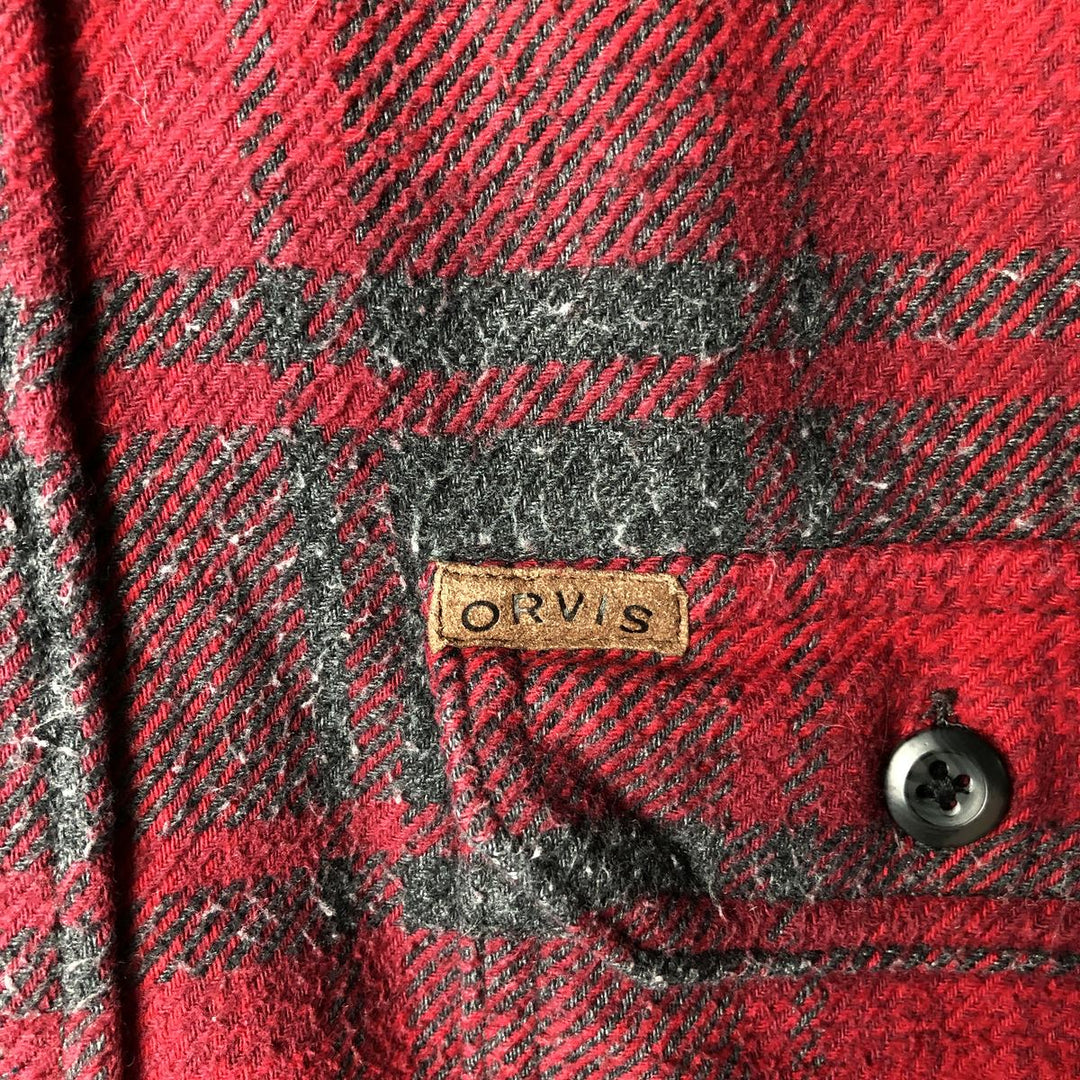 ORVIS Long Sleeve Flannel Check Shirt, Men's Size L cotton red type Vintage Second Hand