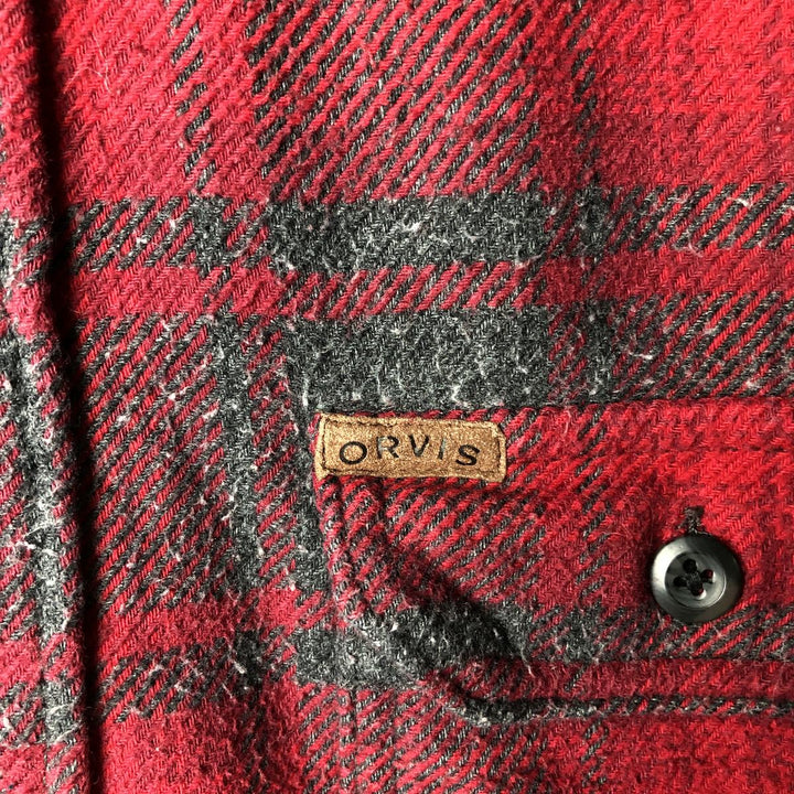 ORVIS Long Sleeve Flannel Check Shirt, Men's Size L cotton red type Vintage Second Hand