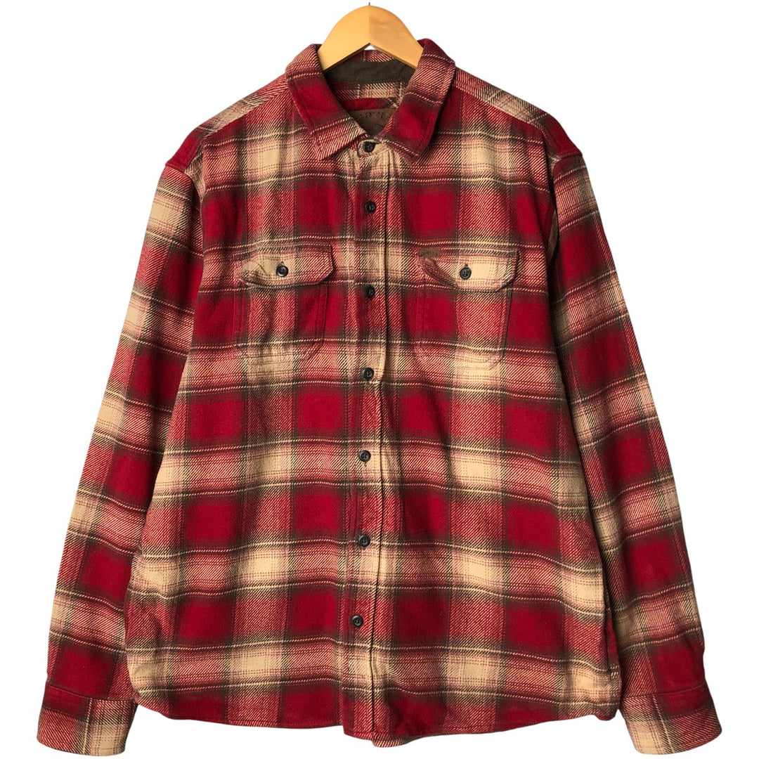 ORVIS Ombre Check Long Sleeve Flannel Check Shirt, Men's XL cotton red type Vintage Second Hand