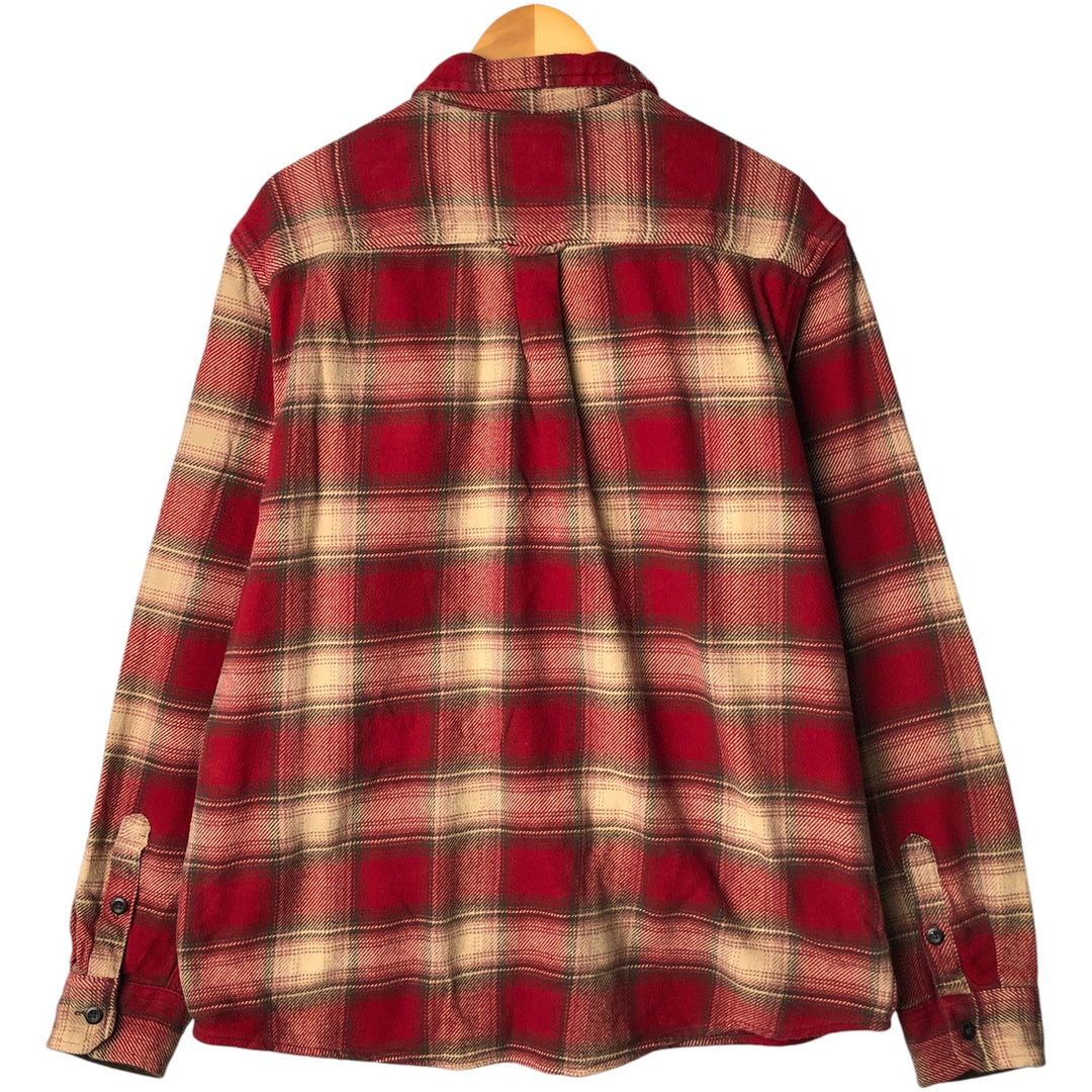 ORVIS Ombre Check Long Sleeve Flannel Check Shirt, Men's XL cotton red type Vintage Second Hand
