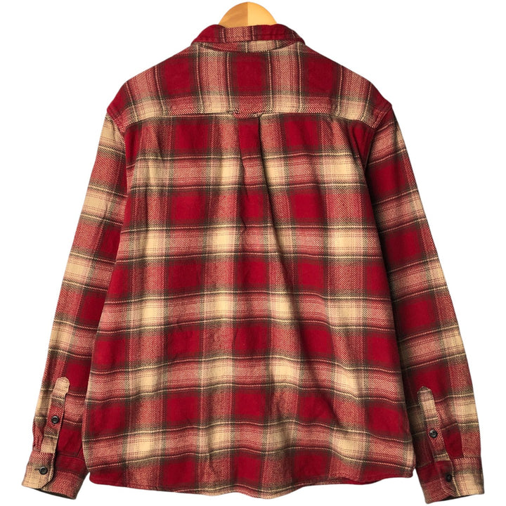 ORVIS Ombre Check Long Sleeve Flannel Check Shirt, Men's XL cotton red type Vintage Second Hand