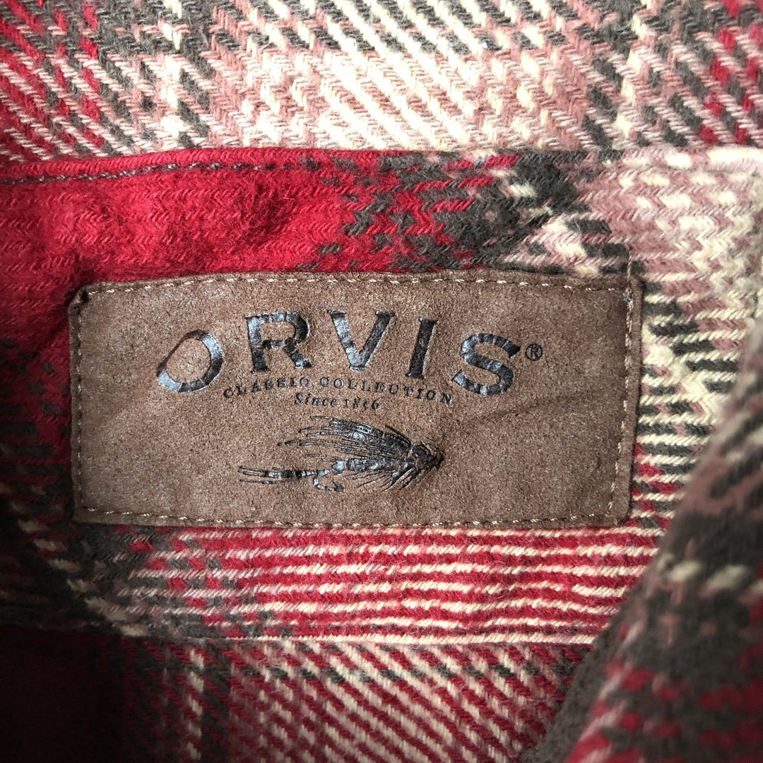 ORVIS Ombre Check Long Sleeve Flannel Check Shirt, Men's XL cotton red type Vintage Second Hand