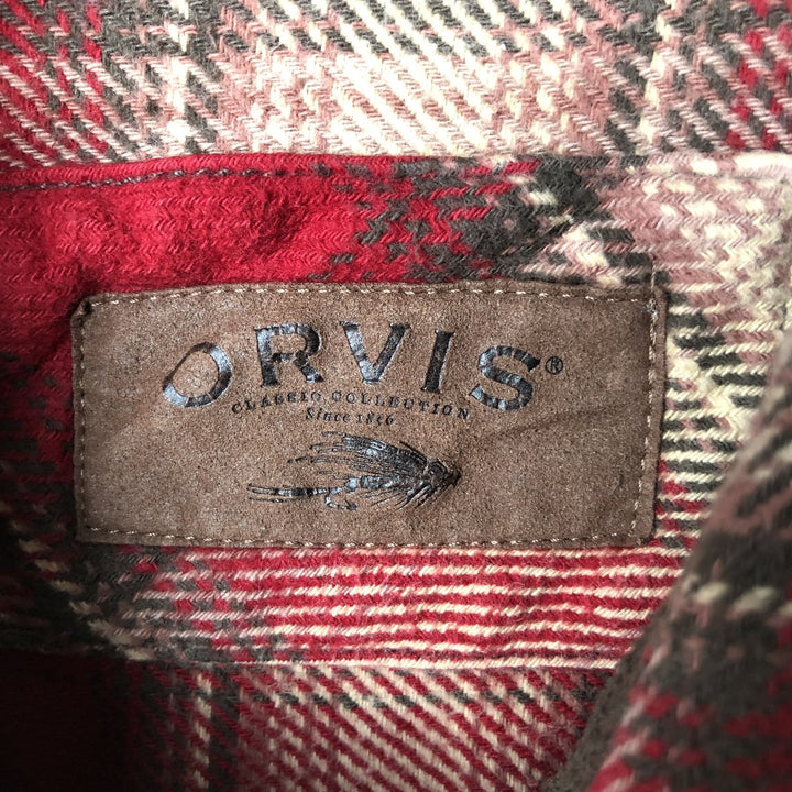 ORVIS Ombre Check Long Sleeve Flannel Check Shirt, Men's XL cotton red type Vintage Second Hand
