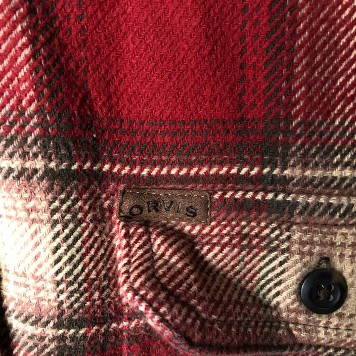 ORVIS Ombre Check Long Sleeve Flannel Check Shirt, Men's XL cotton red type Vintage Second Hand