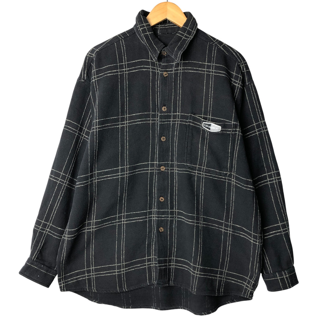 Long-sleeved Lightflannel Check Shirt, Men's Size XL cotton Charcoal Vintage Second Hand