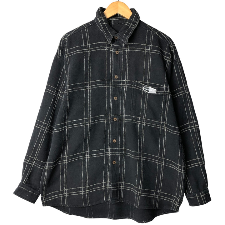 Long-sleeved Lightflannel Check Shirt, Men's Size XL cotton Charcoal Vintage Second Hand