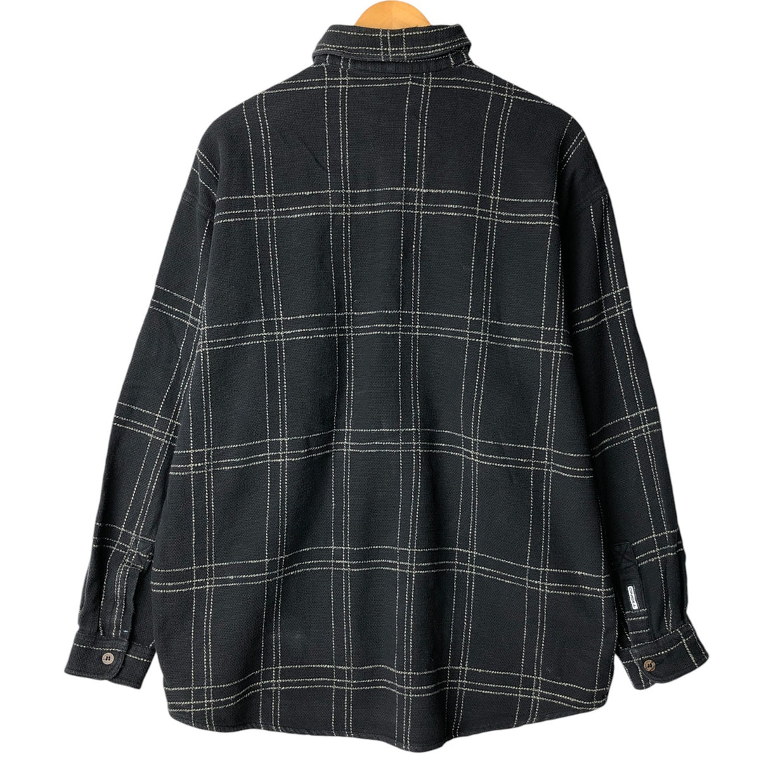 Long-sleeved Lightflannel Check Shirt, Men's Size XL cotton Charcoal Vintage Second Hand