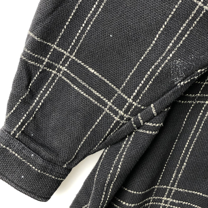 Long-sleeved Lightflannel Check Shirt, Men's Size XL cotton Charcoal Vintage Second Hand