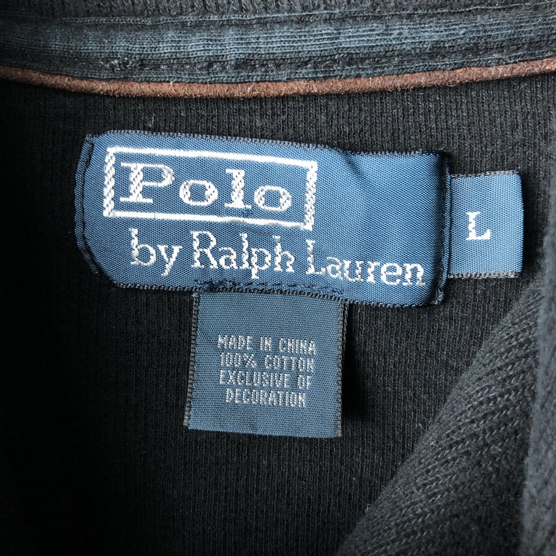 POLO by Ralph Lauren shawl collar sweatshirt with one-point logo, size L, men's cotton black type Vintage Second Hand