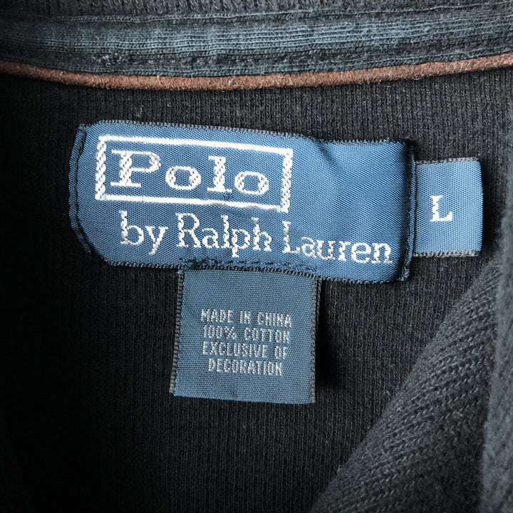 POLO by Ralph Lauren shawl collar sweatshirt with one-point logo, size L, men's cotton black type Vintage Second Hand