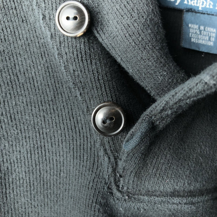 POLO by Ralph Lauren shawl collar sweatshirt with one-point logo, size L, men's cotton black type Vintage Second Hand