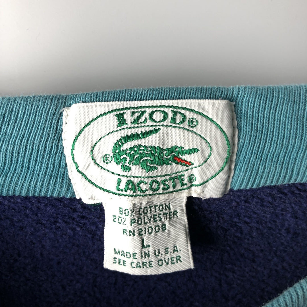 Vintage 80s-90'S Lacoste IZOD logo sweatshirt, made in the USA, men's size L cotton purple type Vintage Second Hand