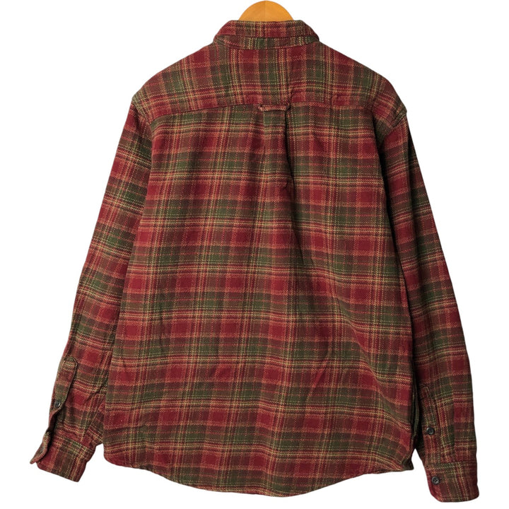 ORVIS Long Sleeve Flannel Check Shirt, Men's Size L cotton red type reddish brown Vintage Second Hand