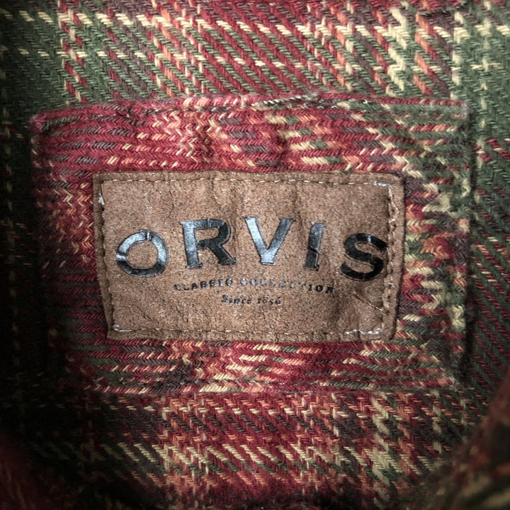 ORVIS Long Sleeve Flannel Check Shirt, Men's Size L cotton red type reddish brown Vintage Second Hand