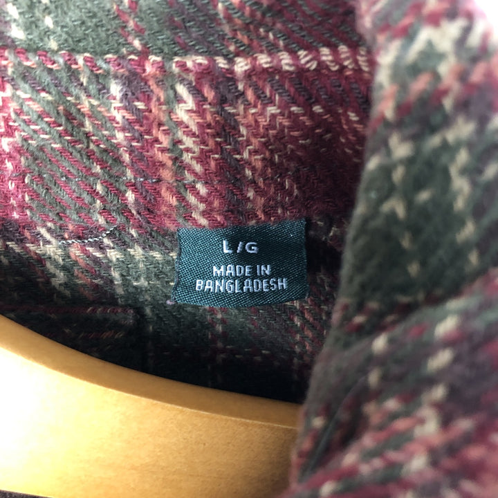 ORVIS Long Sleeve Flannel Check Shirt, Men's Size L cotton red type reddish brown Vintage Second Hand
