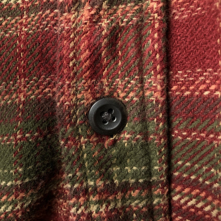 ORVIS Long Sleeve Flannel Check Shirt, Men's Size L cotton red type reddish brown Vintage Second Hand