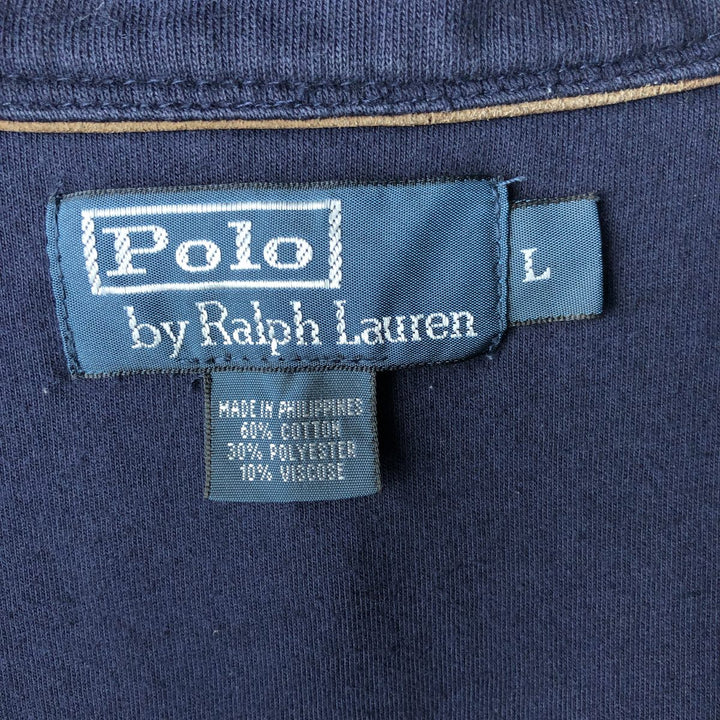 Ralph Lauren POLO by Ralph Lauren shawl collar sweatshirt cardigan, men's size L cotton navy blue type Vintage Second Hand