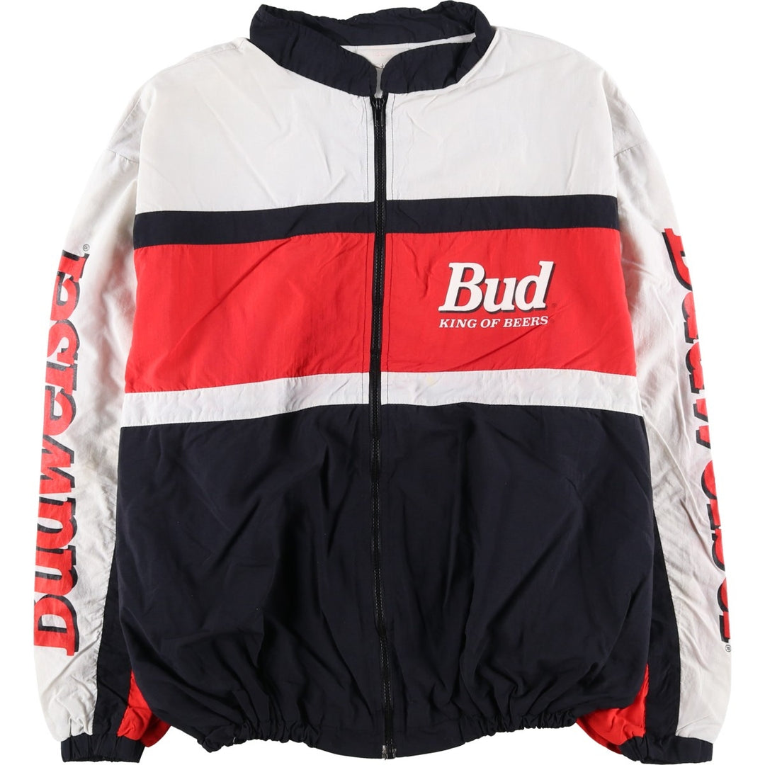 Budweiser Racing Nylon Jacket, Made in USA, Men's XL Nylon red type Vintage Second Hand