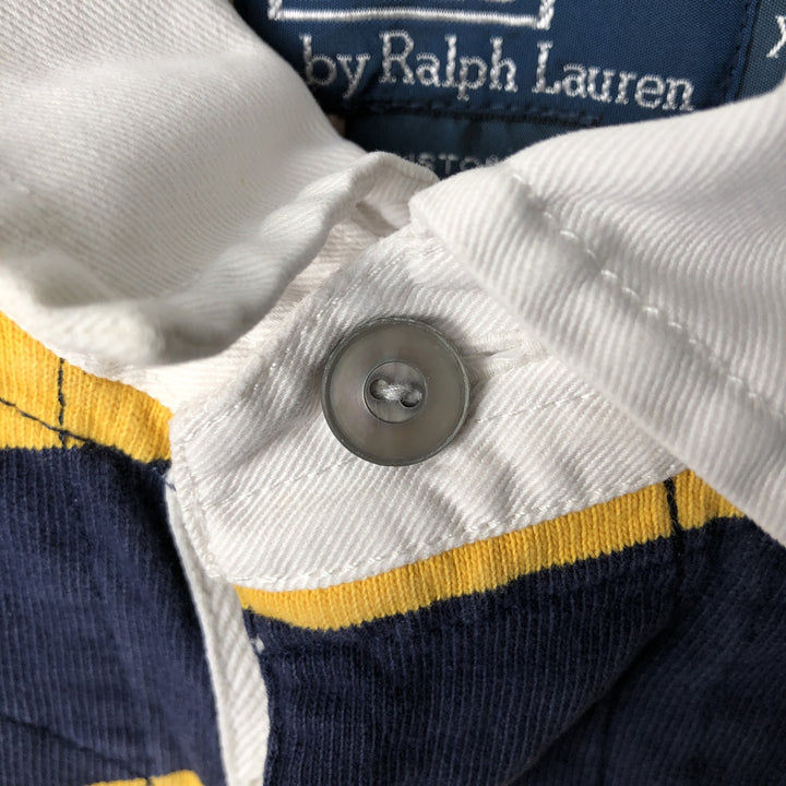 Ralph Lauren POLO by Ralph Lauren CUSTOM FIT Border Pattern Long Sleeve Rugby Shirt Men's XL cotton yellow type Vintage Second Hand