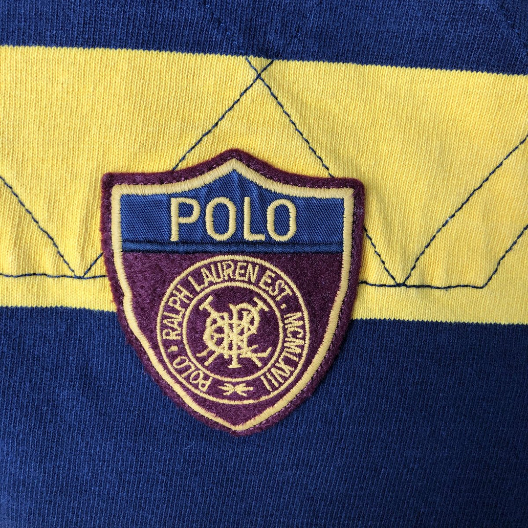 Ralph Lauren POLO by Ralph Lauren CUSTOM FIT Border Pattern Long Sleeve Rugby Shirt Men's XL cotton yellow type Vintage Second Hand