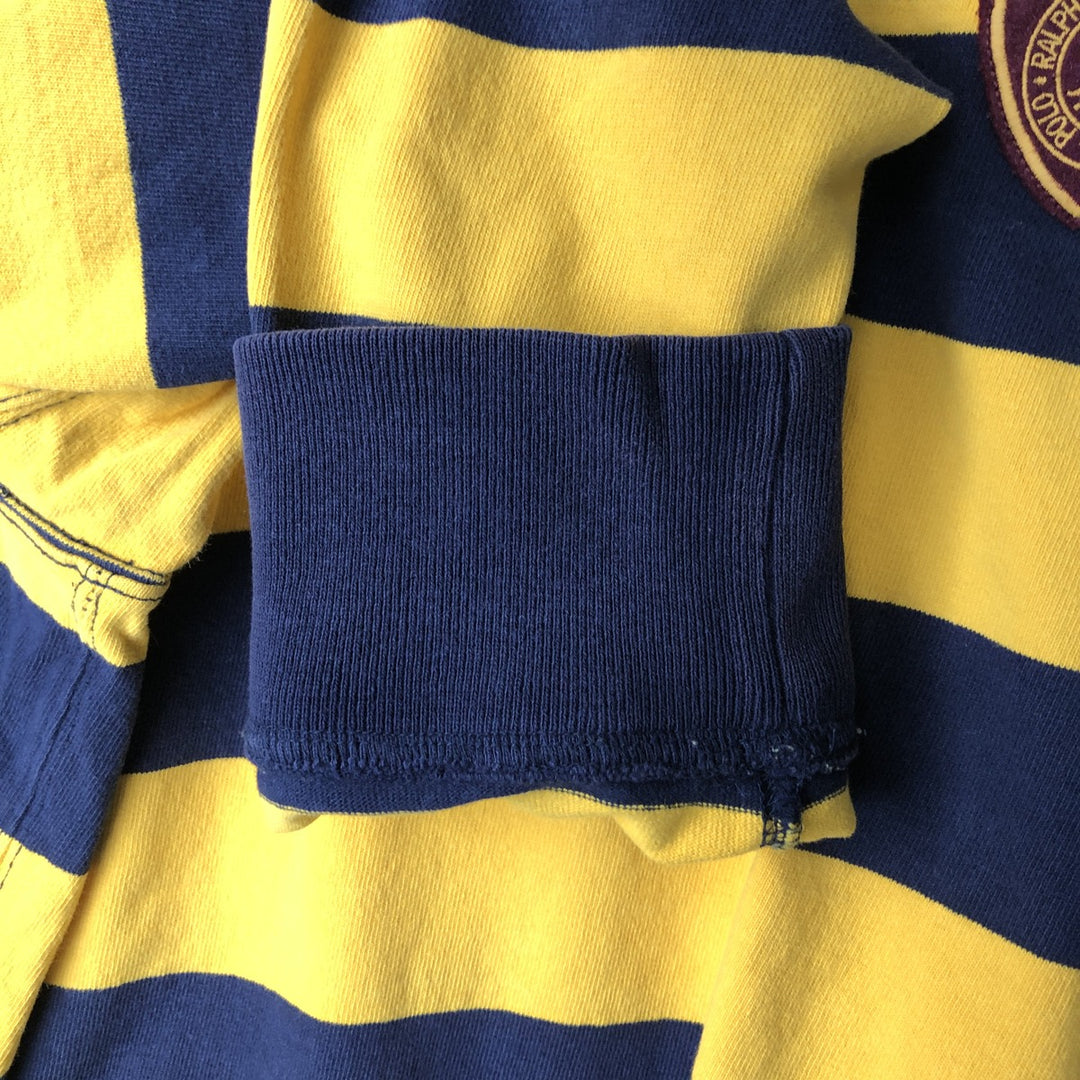 Ralph Lauren POLO by Ralph Lauren CUSTOM FIT Border Pattern Long Sleeve Rugby Shirt Men's XL cotton yellow type Vintage Second Hand