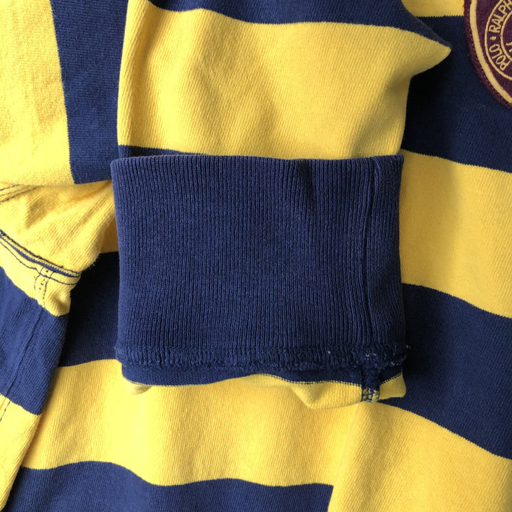 Ralph Lauren POLO by Ralph Lauren CUSTOM FIT Border Pattern Long Sleeve Rugby Shirt Men's XL cotton yellow type Vintage Second Hand