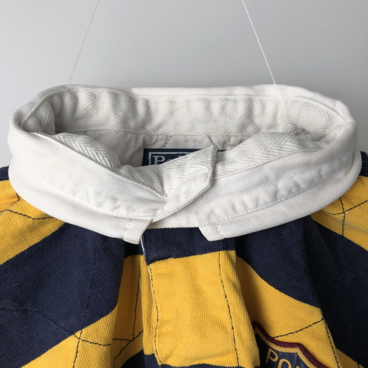 Ralph Lauren POLO by Ralph Lauren CUSTOM FIT Border Pattern Long Sleeve Rugby Shirt Men's XL cotton yellow type Vintage Second Hand