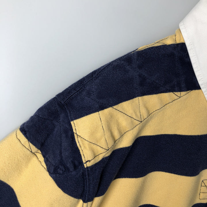 Ralph Lauren POLO by Ralph Lauren CUSTOM FIT Border Pattern Long Sleeve Rugby Shirt Men's XL cotton navy blue type Vintage Second Hand