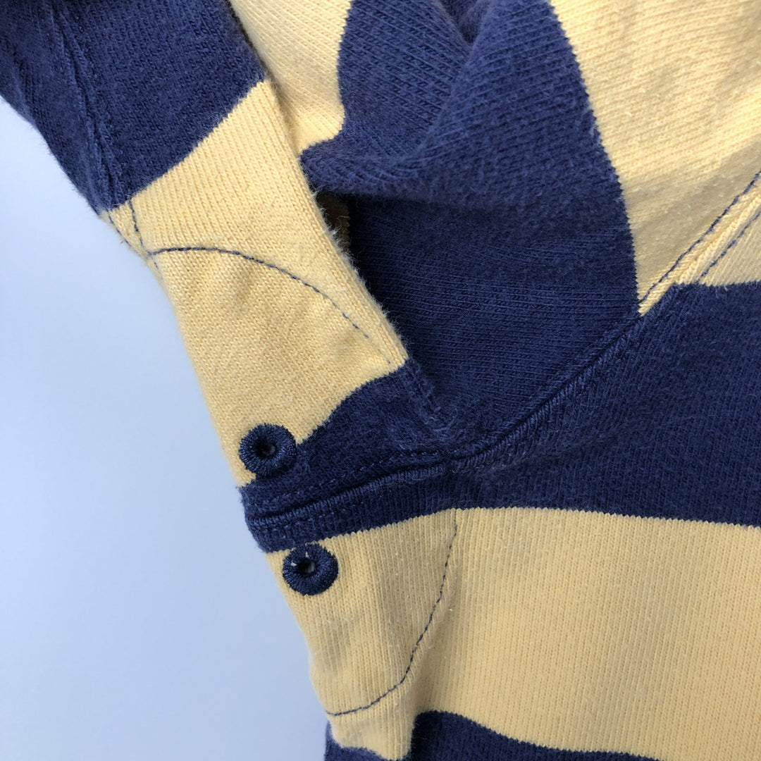 Ralph Lauren POLO by Ralph Lauren CUSTOM FIT Border Pattern Long Sleeve Rugby Shirt Men's XL cotton navy blue type Vintage Second Hand