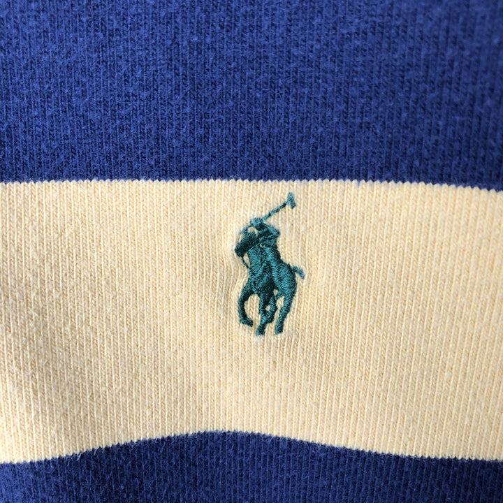Ralph Lauren POLO by Ralph Lauren CUSTOM FIT Border Pattern Long Sleeve Rugby Shirt Men's XL cotton navy blue type Vintage Second Hand