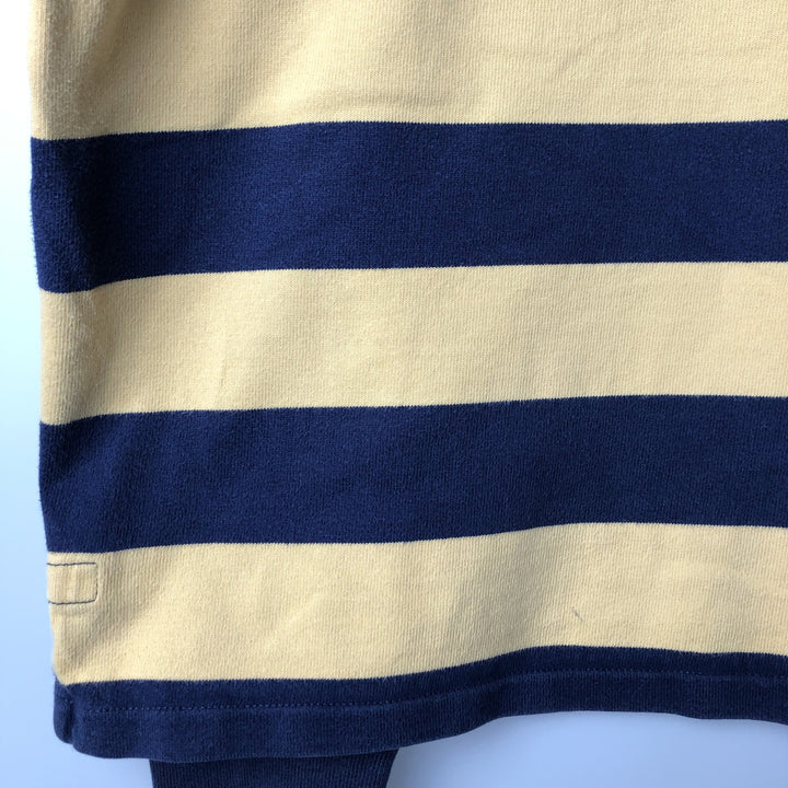 Ralph Lauren POLO by Ralph Lauren CUSTOM FIT Border Pattern Long Sleeve Rugby Shirt Men's XL cotton navy blue type Vintage Second Hand