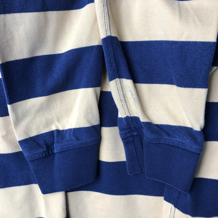 Ralph Lauren POLO by Ralph Lauren CUSTOM FIT Border Pattern Long Sleeve Rugby Shirt Men's XL cotton navy blue type Vintage Second Hand