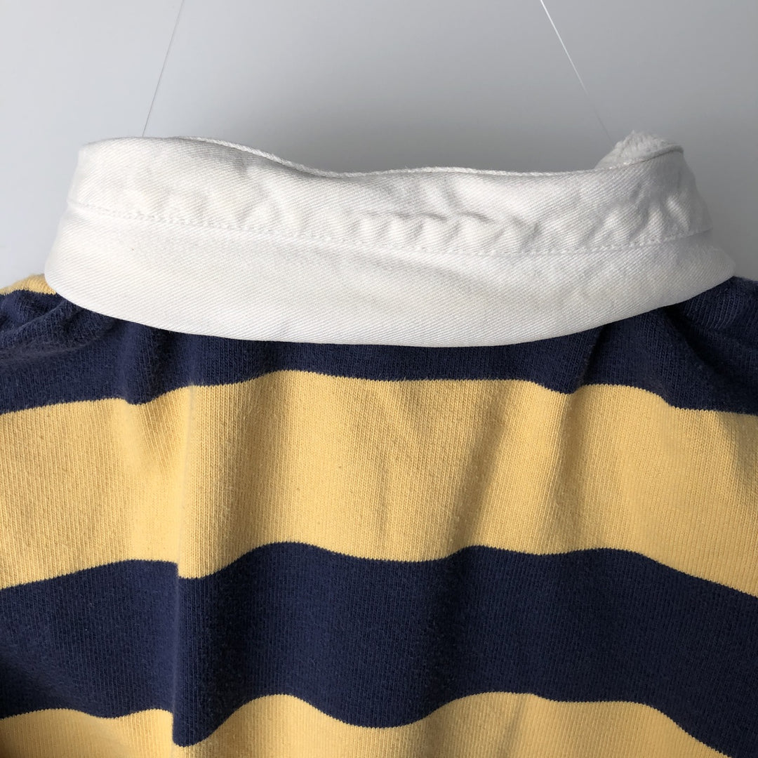 Ralph Lauren POLO by Ralph Lauren CUSTOM FIT Border Pattern Long Sleeve Rugby Shirt Men's XL cotton navy blue type Vintage Second Hand