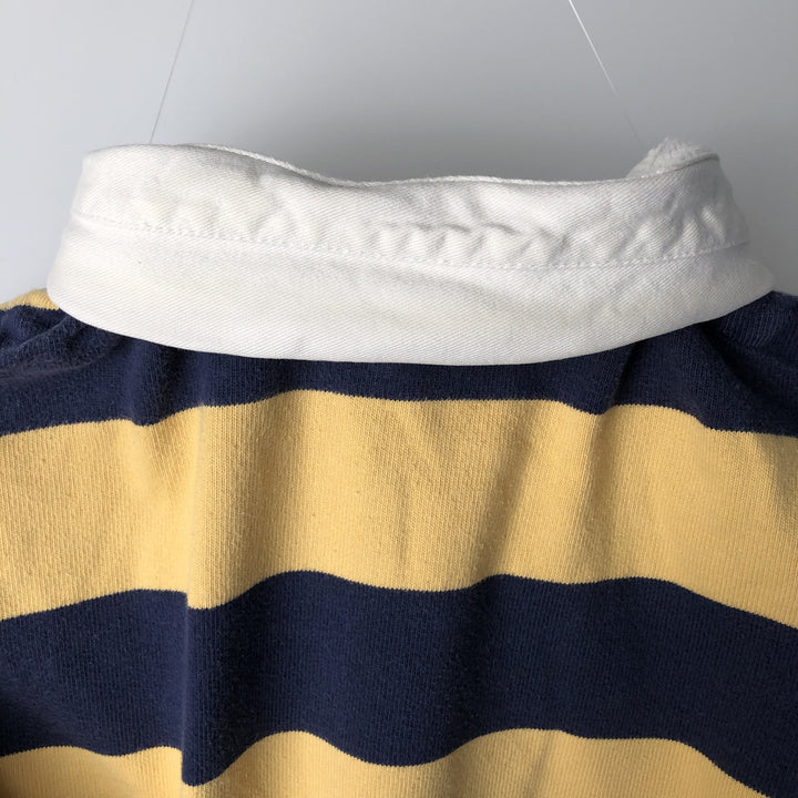 Ralph Lauren POLO by Ralph Lauren CUSTOM FIT Border Pattern Long Sleeve Rugby Shirt Men's XL cotton navy blue type Vintage Second Hand